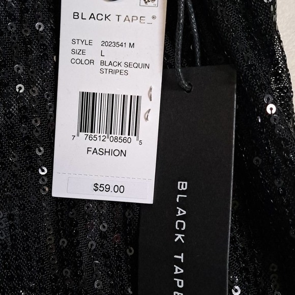 BLACK TAPE Sequin Padded-Shoulder Cap-Sleeve Top Large - Picture 6 of 9